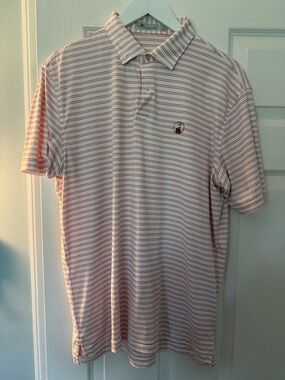 Peter Millar White Polo with Thin Red Stripes